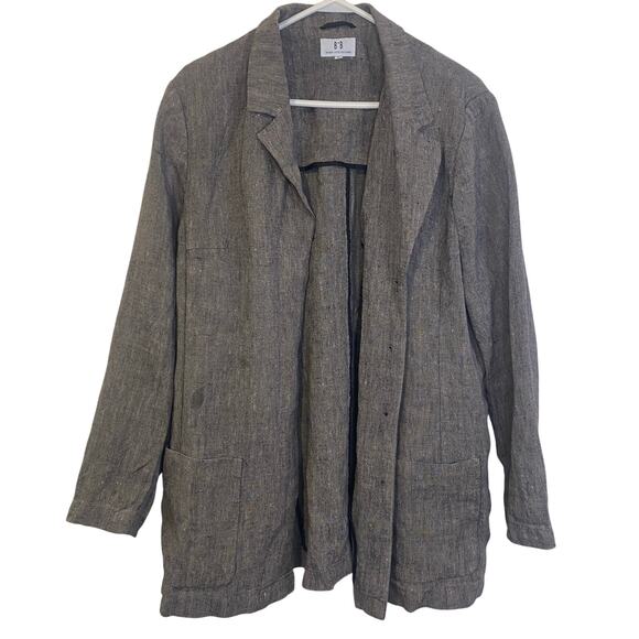 BB Design Jytte Meilvang Gray Pure Linen Button Front Blazer Jacket Size Largeb - Picture 1 of 8